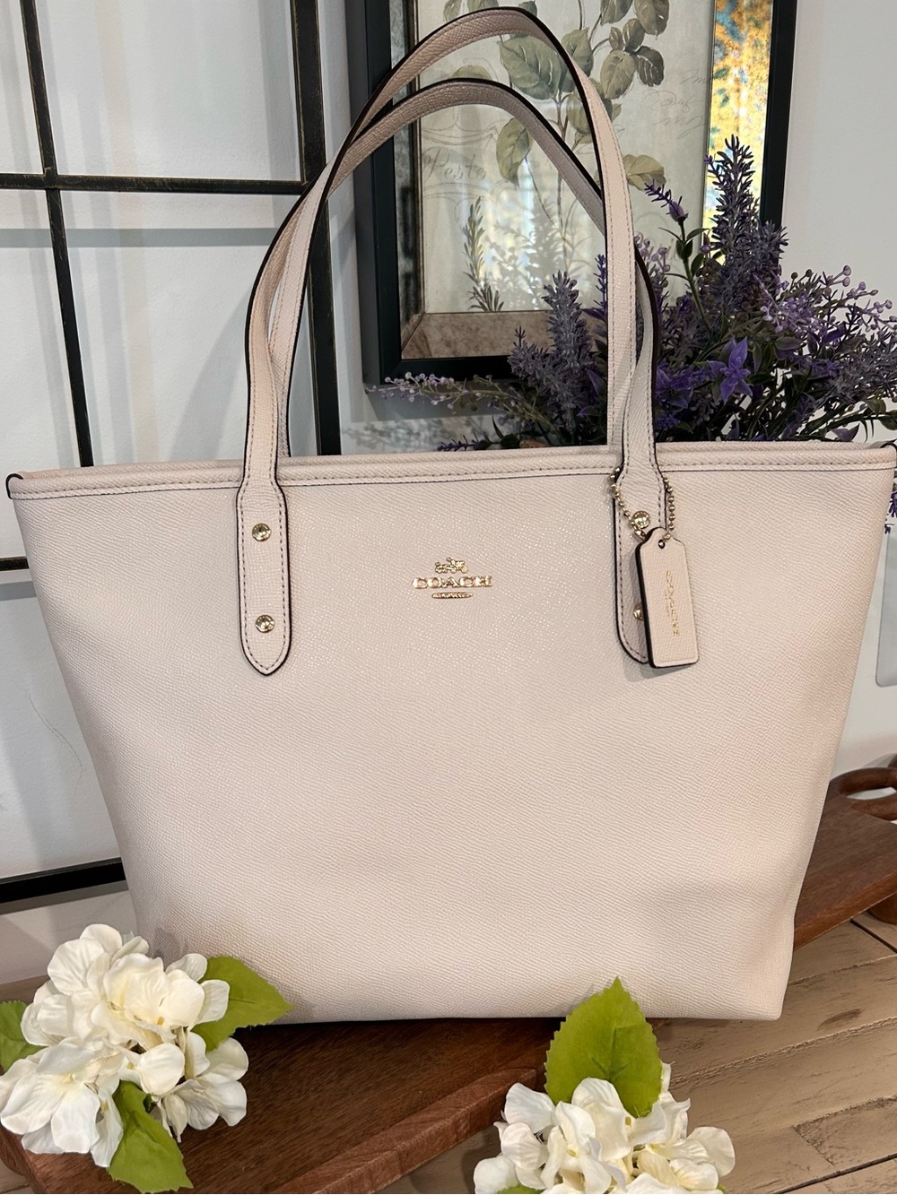 Coach Ivory Leather Tote Bag
